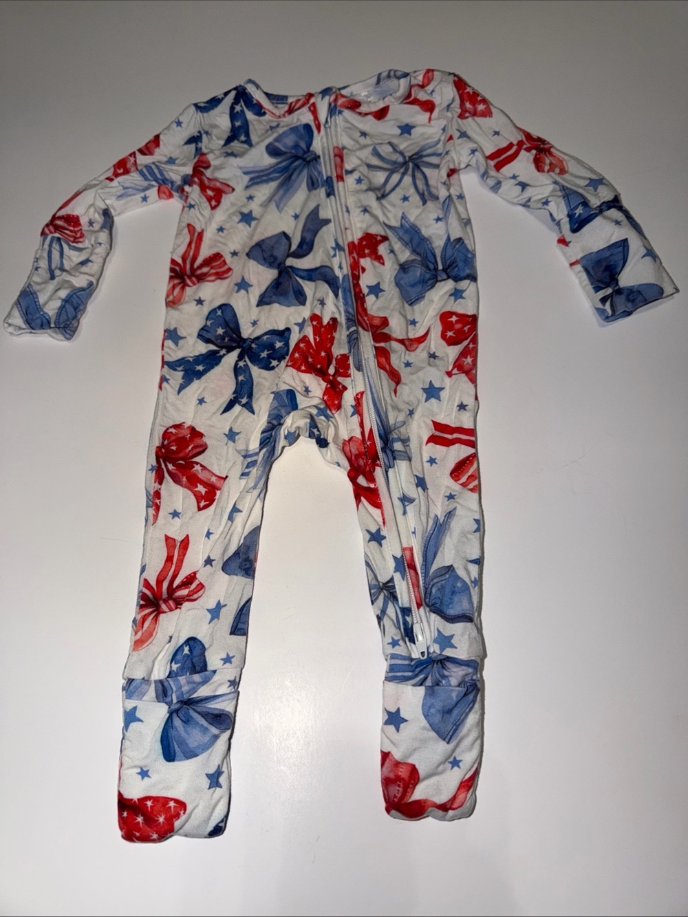 Charlie’s Project Kids 0-3M Bamboo Sleeper Pajama American Bows One Piece